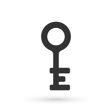 Gri Eski anahtar simgesi beyaz arkaplanda izole edildi. Vektör