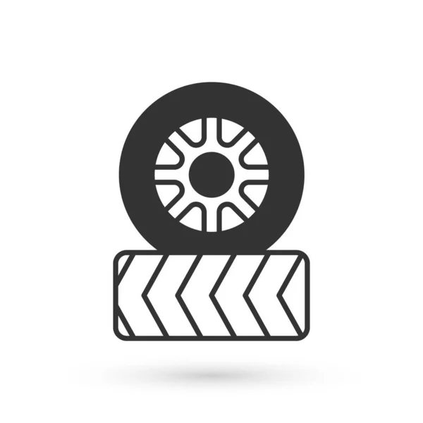 Icono Rueda Coche Gris Aislado Sobre Fondo Blanco Vector — Vector de stock