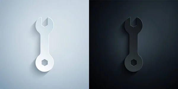 Papierschnitt Schlüsselschlüssel Symbol Isoliert Auf Grauem Und Schwarzem Hintergrund Schlüsselreparaturwerkzeug — Stockvektor