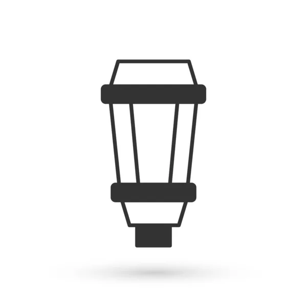 Grå Trädgård Ljus Lampa Ikon Isolerad Vit Bakgrund Soldriven Lampa — Stock vektor