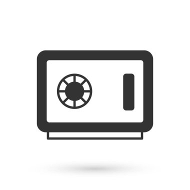 Gri Güvenli simgesi beyaz arkaplanda izole edildi. Kapı, şifreli bir banka kasası. Güvenilir Veri Koruma. Vektör