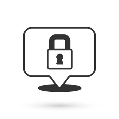 Gri Kilit simgesi beyaz arkaplanda izole edildi. Asma kilit işareti. Güvenlik, güvenlik, koruma, gizlilik kavramı. Vektör