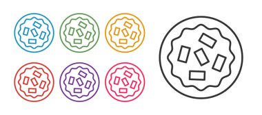 Beyaz arkaplanda ev yapımı turta simgesi izole edildi. Simgeleri renklendirin. Vektör