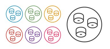 Suşi simgesini beyaz arkaplanda izole et. Geleneksel Japon yemekleri. Simgeleri renklendirin. Vektör