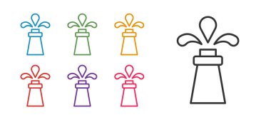 Beyaz arkaplanda petrol sondaj simgesini ayır. Gaz kulesi. Endüstriyel nesne Simgeleri renklendirin. Vektör