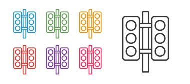 Çizgi Yarış trafik lambası simgesi beyaz arkaplanda izole edildi. Simgeleri renklendirin. Vektör