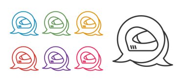 Beyaz arkaplanda çizgi yarış başlığı simgesi izole edildi. Olağanüstü bir spor. Spor malzemeleri. Simgeleri renklendirin. Vektör