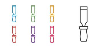 Rasp metal dosya simgesini beyaz arkaplanda izole et. Ahşap ve metalle çalışmak için Rasp. Tezgah ve atölye için alet. Simgeleri renklendirin. Vektör