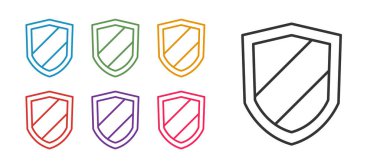 Beyaz arkaplanda çizgi simgesi izole edildi. Gardiyan. Güvenlik, güvenlik, koruma, gizlilik kavramı. Simgeleri renklendirin. Vektör