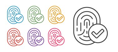 Parmakizi simgesini beyaz arkaplanda izole et. Kimlik uygulaması simgesi. Kimlik işareti. Kimliğe dokun. Simgeleri renklendirin. Vektör