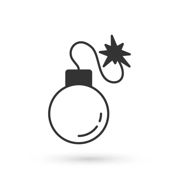 Grey Bomb Ready Explode Icon Isolated White Background Vector — Stock Vector
