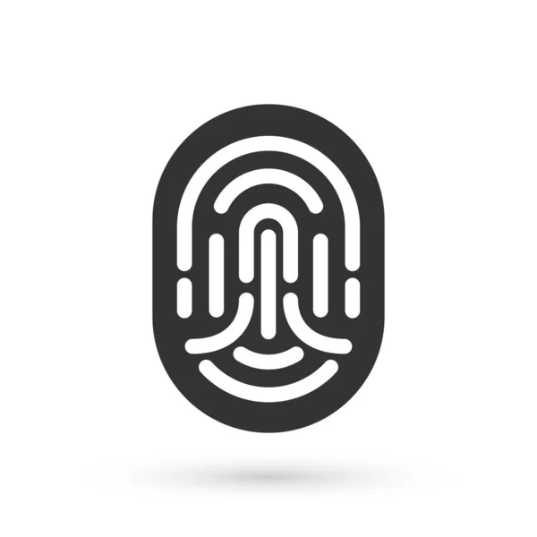 Grijze Vingerafdruk Pictogram Geïsoleerd Witte Achtergrond Identificatie App Icoon Identificatienummer — Stockvector