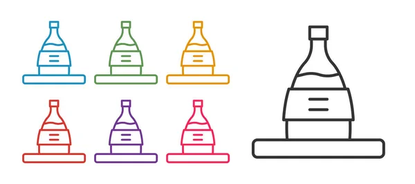 Ustaw Linię Butelka Sake Ikona Izolowana Białym Tle Zestaw Ikon — Wektor stockowy