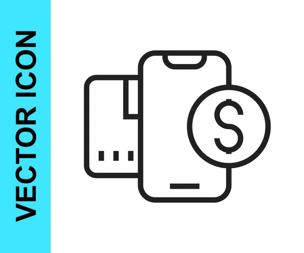 Schwarzes Smartphone Mit Dollarsymbol Auf Weißem Hintergrund Online Einkaufskonzept Finanzielle — Stockvektor