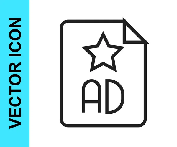 黑线广告图标孤立在白色背景 营销和促销过程的概念 反应灵敏的广告社交媒体广告 — 图库矢量图片