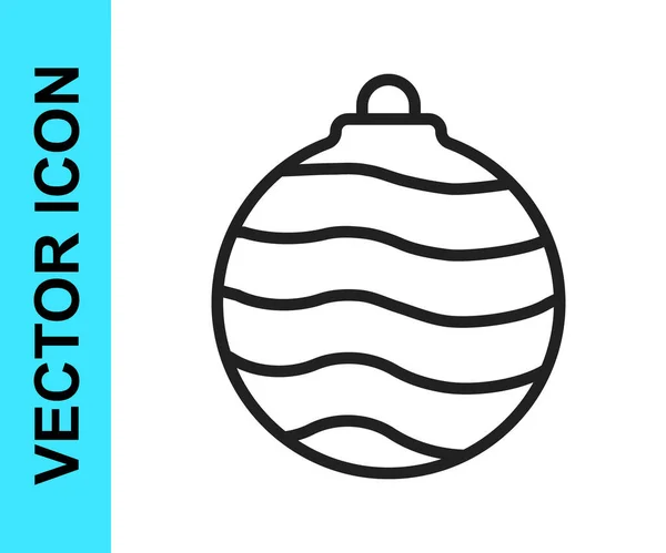 Ícone Bola Natal Linha Preta Isolado Fundo Branco Feliz Natal — Vetor de Stock