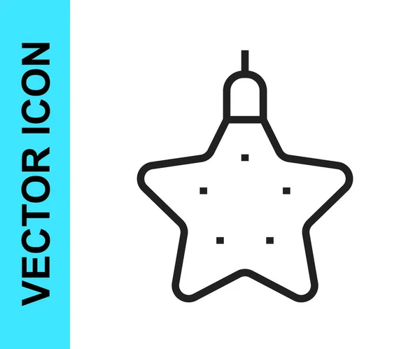 Черная Линия Рождественская Звезда Значок Изолирован Белом Фоне Рождеством Новым — стоковый вектор