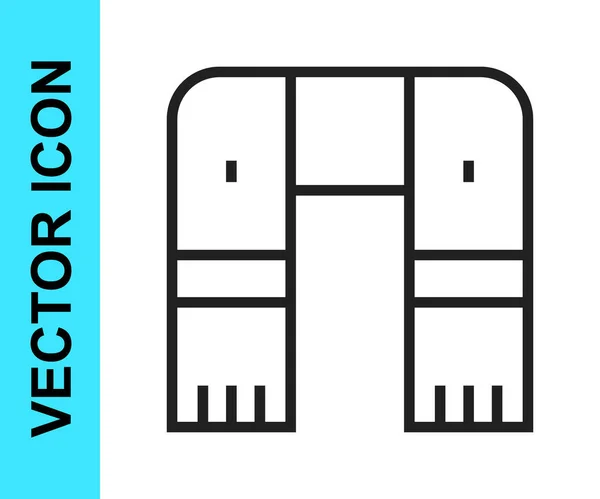 Zwarte Lijn Winter Sjaal Pictogram Geïsoleerd Witte Achtergrond Vector — Stockvector