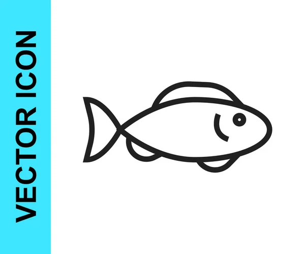 Linha Preta Ícone Peixe Isolado Fundo Branco Vetor — Vetor de Stock