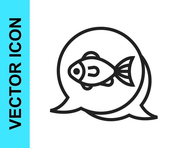 Schwarze Linie Fisch Symbol Isoliert Auf Weißem Hintergrund Vektor — Stockvektor