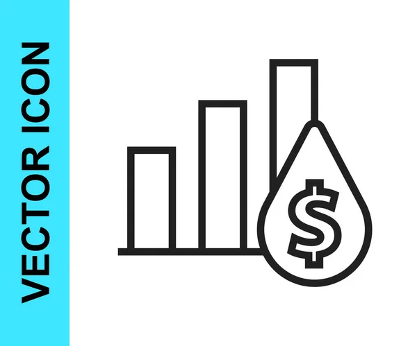 Ligne Noire Graphique Secteurs Infographie Icône Symbole Dollar Isolé Sur — Image vectorielle