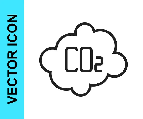 Emisiones Co2 Línea Negra Icono Nube Aislado Sobre Fondo Blanco — Vector de stock