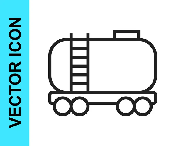 Schwarze Linie Eisenbahn Zisterne Symbol Isoliert Auf Weißem Hintergrund Zug — Stockvektor