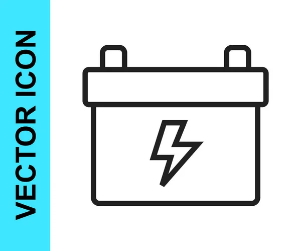 Schwarze Linie Autobatterie Symbol Isoliert Auf Weißem Hintergrund Akkubatterie Energie — Stockvektor