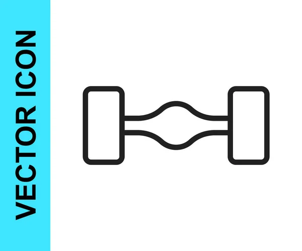 Linha Preta Ícone Carro Chassi Isolado Fundo Branco Vetor —  Vetores de Stock