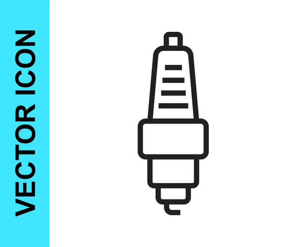 Schwarze Linie Autozündkerzen Symbol Isoliert Auf Weißem Hintergrund Elektrische Kerze — Stockvektor