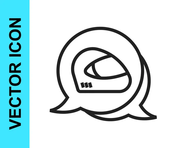 Black Line Racing Helmet Icon Isolated White Background Extreme Sport — Stock Vector