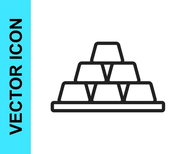 Schwarze Linie Goldbalken Symbol Isoliert Auf Weißem Hintergrund Bankenunternehmenskonzept Vektor — Stockvektor