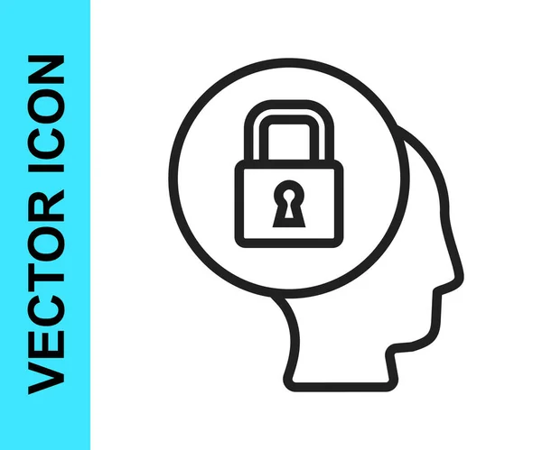 黒い線白い背景に隔離されたロックアイコン 南京錠のサイン セキュリティ 安全性 プライバシーの概念 ベクトル — ストックベクタ