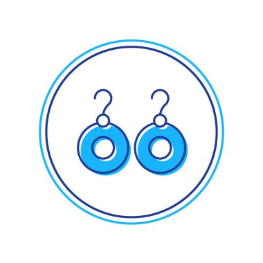 Doldurulmuş ana hatlı küpe simgesi beyaz arkaplanda izole edilmiş. Mücevher aksesuarları. Vektör