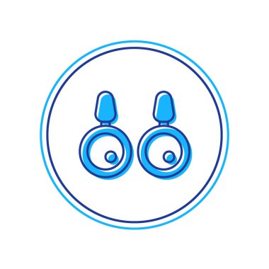 Doldurulmuş ana hatlı küpe simgesi beyaz arkaplanda izole edilmiş. Mücevher aksesuarları. Vektör