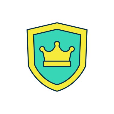 Beyaz arkaplanda izole edilmiş taç simgesiyle ana hatlarıyla doldurulmuş. Vektör