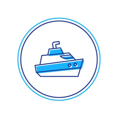 Beyaz arkaplanda izole edilmiş ana hatlı sürat teknesi simgesi. Vektör