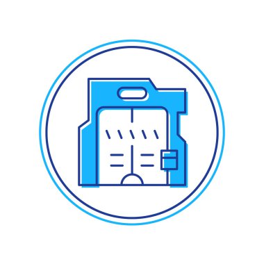 Beyaz arka planda izole edilmiş gelecekçi sürgülü kapılar simgesi. Vektör