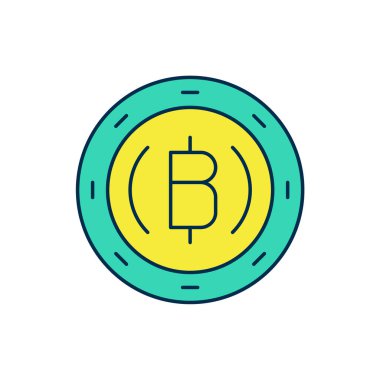 Beyaz arkaplanda izole edilmiş Kripto Para Simgesi Doldurulmuş. Madeni para. Engelleme zinciri tabanlı şifreli para birimi. Vektör