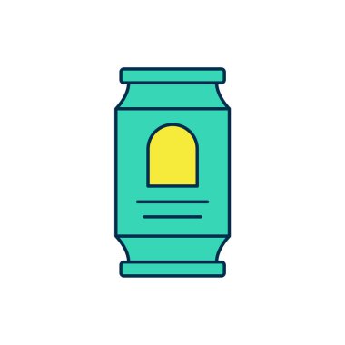 Doldurulmuş bira kutusu simgesi beyaz arkaplanda izole edildi. Vektör