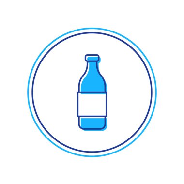 Beyaz arka planda izole edilmiş bir şişe şarap ikonu. Vektör