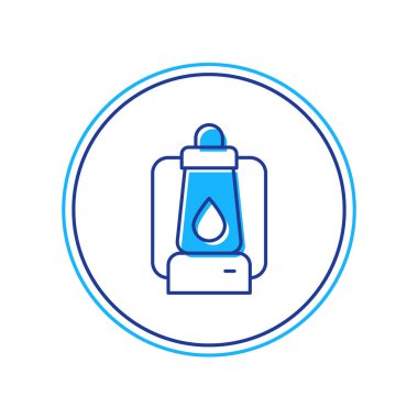 Beyaz arkaplanda izole edilmiş ana hatlı kamp feneri simgesi. Vektör