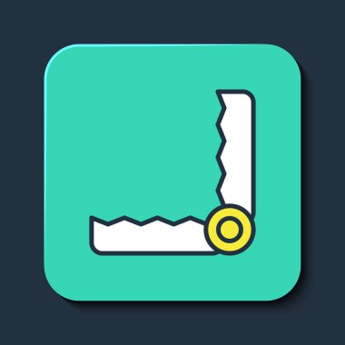 Doldurulmuş ana hat Tuzak avlama simgesi mavi arkaplanda izole edildi. Turkuaz kare düğme. Vektör