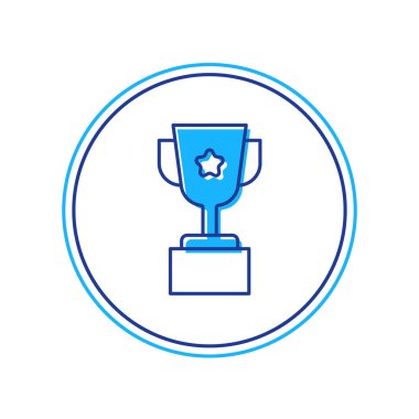 Doldurulmuş taslak ödül kupa simgesi beyaz arkaplanda izole edildi. Galibiyet ödülü sembolü. Şampiyonluk ya da yarışma kupası. Spor başarısı işareti. Vektör