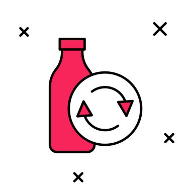 Beyaz arka planda izole edilmiş ana hatlı plastik şişe ikonu. Vektör