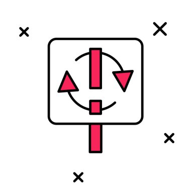 Beyaz arkaplanda izole edilmiş ana hatlı geri dönüşüm sembolü simgesi. Dairesel ok simgesi. Çevre geri dönüşümü yeşile döner. Vektör