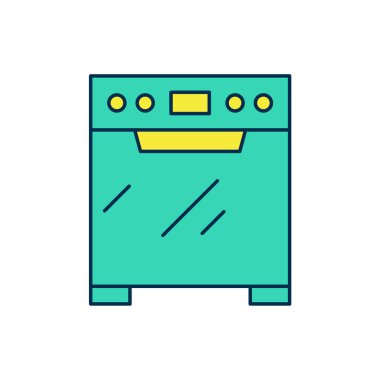 Doldurulmuş fırın simgesi beyaz arkaplanda izole edildi. Fırın tabelası. Vektör