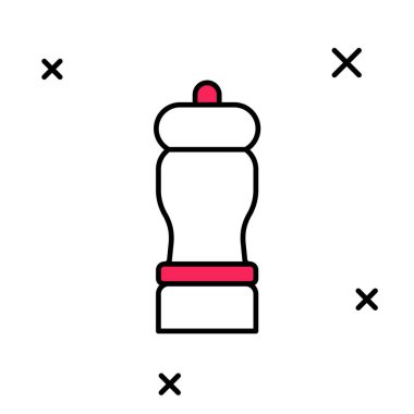 Doldurulmuş ana hat Pepper simgesi beyaz arkaplanda izole edildi. Yemek pişirme baharatları. Vektör