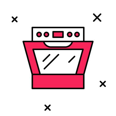 Doldurulmuş fırın simgesi beyaz arkaplanda izole edildi. Fırın tabelası. Vektör