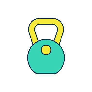 Doldurulmuş ağırlık simgesi beyaz arkaplanda izole edildi. Kilogram ağırlık kaldırmak ve ölçmek için ağırlık bloğu. Kütle sembolü. Vektör